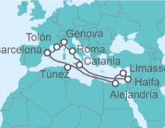 Itinerario del Crucero Francia, Italia, Israel, Chipre, Egipto, Túnez - Costa Cruceros