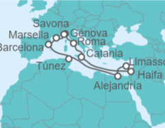 Itinerario del Crucero Italia, Israel, Chipre, Egipto, Túnez, España, Francia - Costa Cruceros