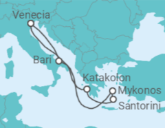 Itinerario del Crucero Playas de ensueño y sabores griegos - Costa Cruceros