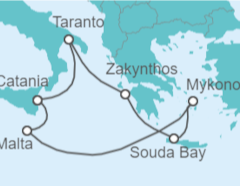 Itinerario del Crucero De la pizzica al Sirtaki II - Costa Cruceros