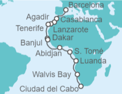 Itinerario del Crucero Desde Barcelona a Ciudad del Cabo (Sudáfrica) - NCL Norwegian Cruise Line