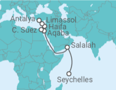 Itinerario del Crucero Seychelles, Omán, Jordania, Israel, Chipre - AIDA
