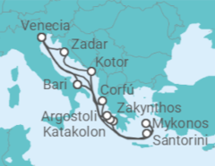 Itinerario del Crucero Italia, Grecia y Montenegro - Costa Cruceros