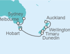 Itinerario del Crucero Fiordos de Nueva Zelanda y Playas Australianas - Virgin Voyages