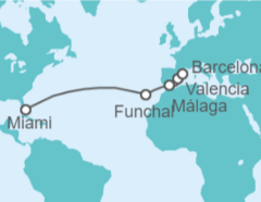 Itinerario del Crucero Transatlántico de Miami al Mediterráneo - Virgin Voyages