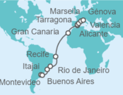 Itinerario del Crucero Desde Buenos Aires (Argentina) a Génova (Italia) - MSC Cruceros
