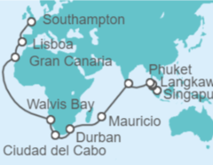 Itinerario del Crucero De Singapur a Londres - Cunard