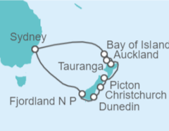 Itinerario del Crucero Viaje Completo a Australia y Nueva Zelanda desde Barcelona - Princess Cruises