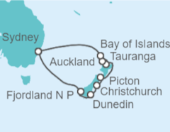Itinerario del Crucero Viaje Completo a Australia y Nueva Zelanda desde Madrid - Princess Cruises