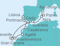 Itinerario del Crucero Desde Barcelona a Lisboa - NCL Norwegian Cruise Line