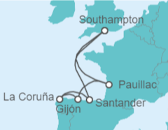 Itinerario del Crucero España, Francia - Cunard