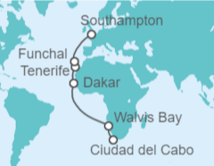 Itinerario del Crucero Namibia, España, Portugal - Cunard