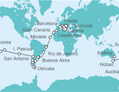 Itinerario del Crucero Tramo de Vuelta al mundo. De Trieste a Sydney - Costa Cruceros