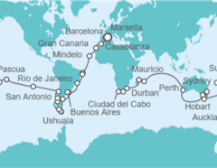 Itinerario del Crucero Tramo de Vuelta al mundo. De Marsella a Ciudad del Cabo - Costa Cruceros