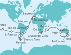 Itinerario del Crucero Tramo deVuelta al mundo. De Barcelona a Ciudad del Cabo - Costa Cruceros