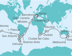 Itinerario del Crucero Tramo de Vuelta al mundo. De Roma a Ciudad del Cabo - Costa Cruceros