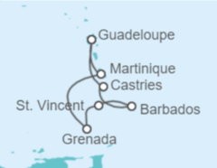 Itinerario del Crucero Guadalupe, Santa Lucía, Barbados - MSC Cruceros