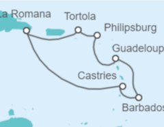 Itinerario del Crucero Santa Lucía, Barbados, Guadalupe, Saint Maarten, Islas Vírgenes - Reino Unido - Costa Cruceros