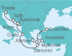 Itinerario del Crucero Santorini, Miconos y Croacia - NCL Norwegian Cruise Line