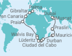 Itinerario del Crucero Desde Palma de Mallorca a Dubái (EAU) - AIDA