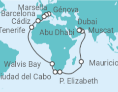 Itinerario del Crucero Desde Génova (Italia) a Abu Dhabi (EAU)  - Costa Cruceros