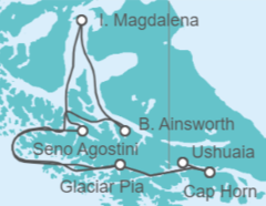 Itinerario del Crucero La Ruta de Darwin desde Ushuaia - Australis