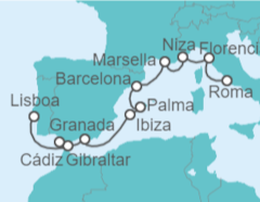 Itinerario del Crucero De Lisboa a Civitavecchia (Roma) - NCL Norwegian Cruise Line