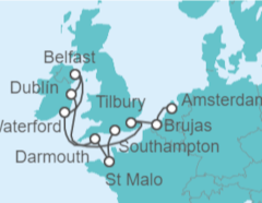 Itinerario del Crucero Bélgica, Irlanda, Francia - Oceania Cruises