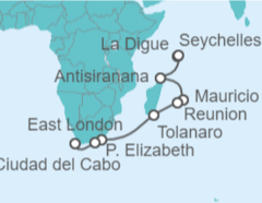 Itinerario del Crucero Mauricio, Isla Reunión, Sudáfrica - Silversea