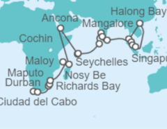 Itinerario del Crucero Desde Ciudad del Cabo, Sudáfrica a Singapur - Oceania Cruises