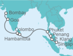 Itinerario del Crucero India, Sri Lanka y Tailandia - Celebrity Cruises