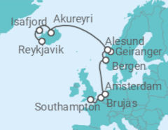 Itinerario del Crucero Noruega e Islandia 2025 - NCL Norwegian Cruise Line