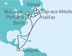 Itinerario del Crucero Desde Montreal (Canadá) a Boston (EEUU) - WindStar Cruises