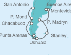 Itinerario del Crucero Chile, Argentina, Uruguay - NCL Norwegian Cruise Line