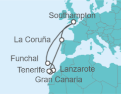 Itinerario del Crucero Paisajes Volcánicos en las Islas Canarias - Cunard