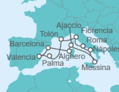 Itinerario del Crucero Joyas del Mediterráneo Occidental - Cunard