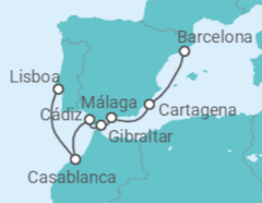 Itinerario del Crucero España, Gibraltar, Marruecos, Portugal - WindStar Cruises