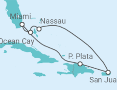 Itinerario del Crucero Miami + Crucero Caribe con bebidas - MSC Cruceros