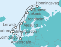 Itinerario del Crucero Cabo Norte y Sol de Medianoche - Holland America Line