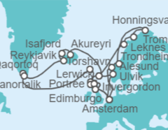 Itinerario del Crucero Útimo Explorador Vikingo y Sol de Medianoche - Holland America Line