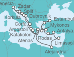 Itinerario del Crucero Delicias Venecianas y Antigüedades del Adriático - Holland America Line
