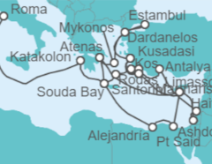 Itinerario del Crucero Misterios Antiguos, Reinos y Tierra Santa - Holland America Line