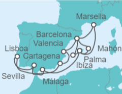 Itinerario del Crucero España, Portugal y Francia - AIDA
