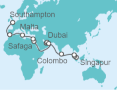 Itinerario del Crucero De Singapur a Londres  - Cunard