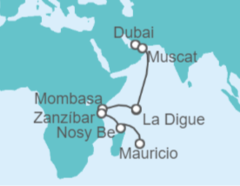 Itinerario del Crucero Desde Dubai (EAU) a Port Louis (Mauricio) - NCL Norwegian Cruise Line