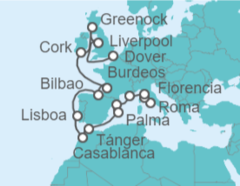 Itinerario del Crucero Desde Civitavecchia (Roma) a Dover (Inglaterra) - Princess Cruises