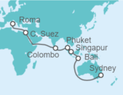 Itinerario del Crucero De Sydney a Roma - Princess Cruises