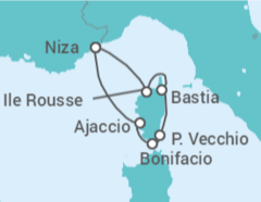 Itinerario del Crucero Gran tour de Córcega desde Niza. La isla de la belleza revela sus tesoros (puerto-puerto) - CroisiMer