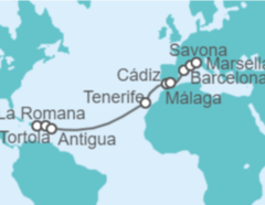 Itinerario del Crucero Desde La Romana a Savona - Costa Cruceros