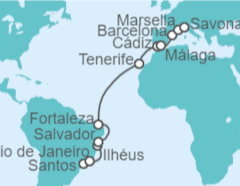 Itinerario del Crucero Rumbo a Italia - Costa Cruceros